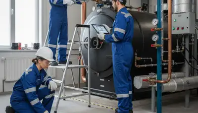 Boiler repair technician servicing Scottsdale, AZ home heating system