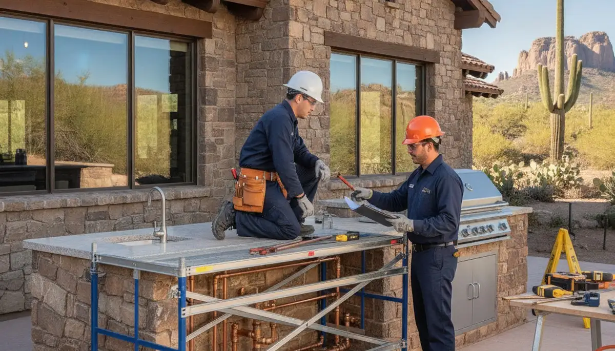 Scottsdale, AZ plumber repairing a plumbing leak for a local home service call