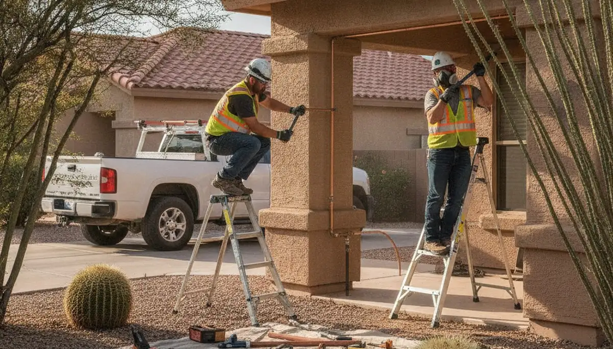 Plumber repairing a pipe in Scottsdale, AZ for plumbing repair service