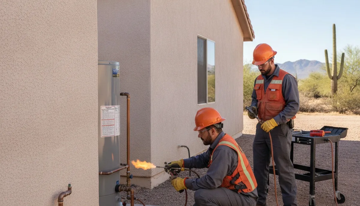 Scottsdale, AZ plumber repairing a leaking pipe for local plumbing repair service