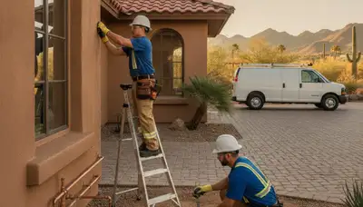 Plumbing repair technician in Scottsdale, AZ providing professional service for a residential plumbing issue