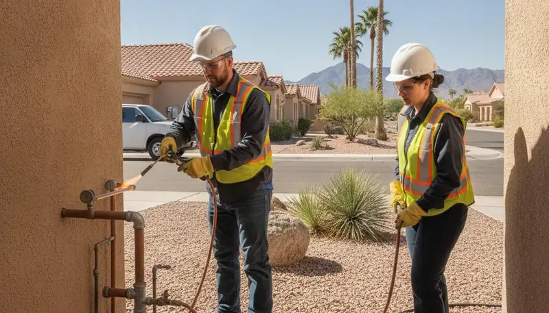 Plumber repairing a pipe in Scottsdale, AZ for residential plumbing service