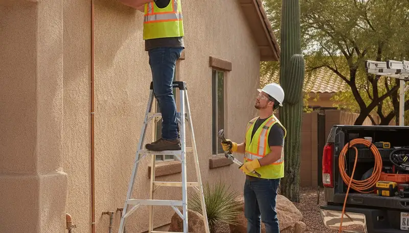 Plumbing repair technician in Scottsdale, AZ servicing a residential plumbing issue