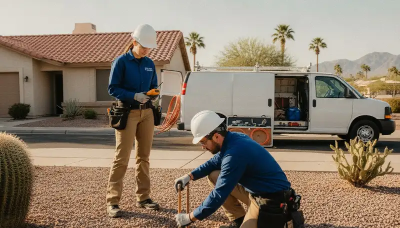 Plumber repairing a leak in Scottsdale, AZ for plumbing repair service