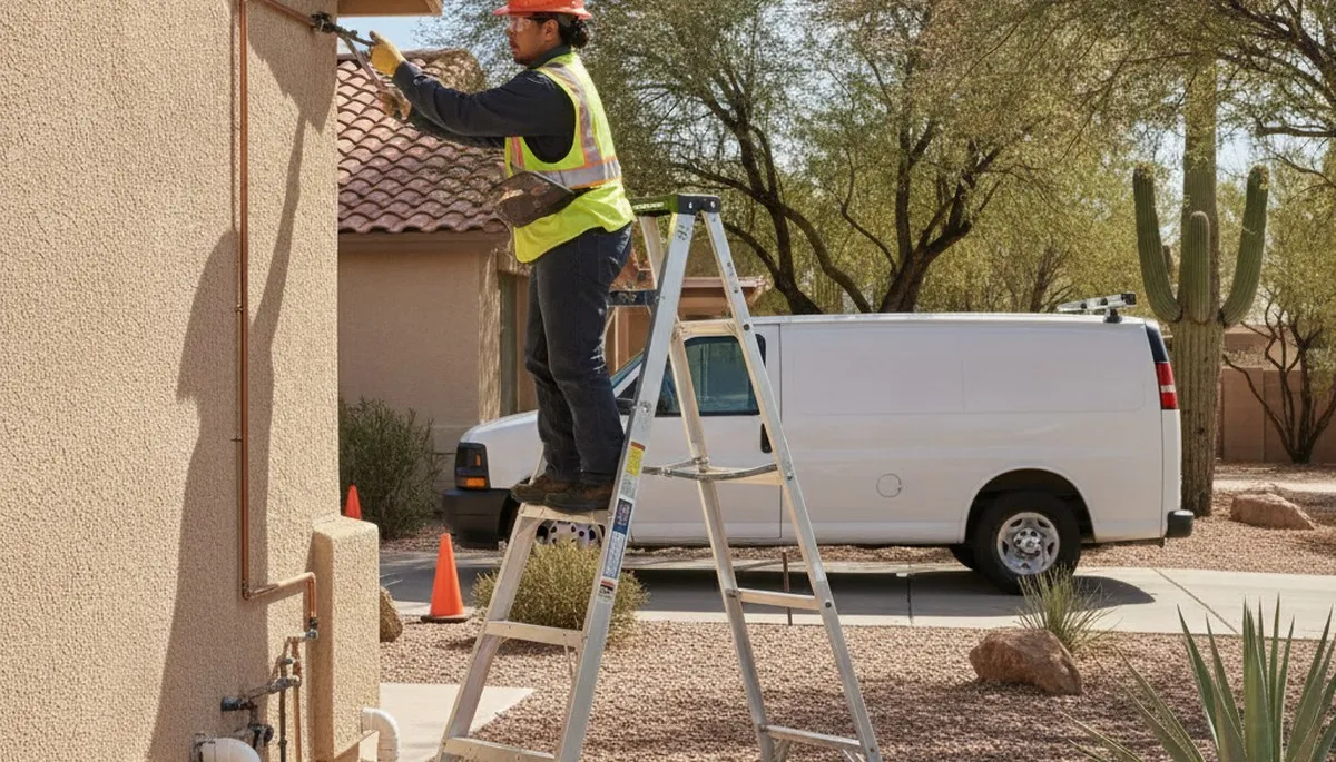 Scottsdale, AZ plumber repairing a leak for a residential plumbing service