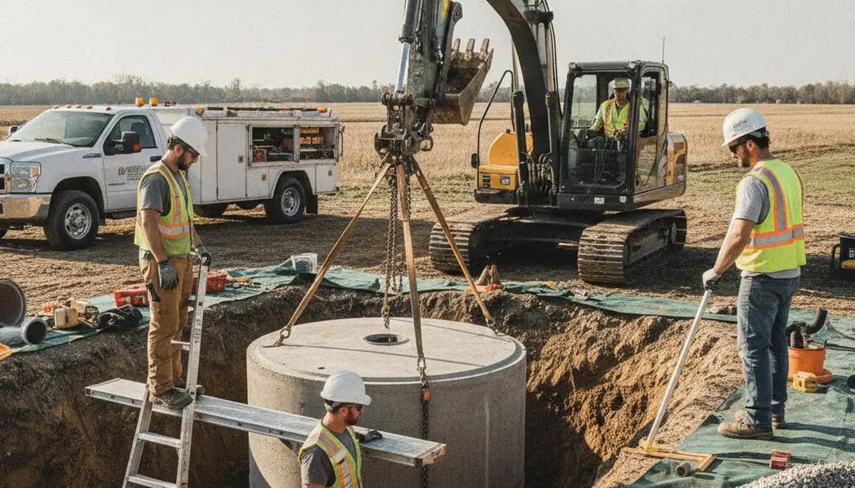 Scottsdale, AZ plumber installing a septic tank for a residential plumbing service